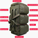 90L Large Capacity Men's Travel Bags Canvas Military Tactical Backpack Waterproof Hiking Climbing Camping Rucksack Bags XA216K