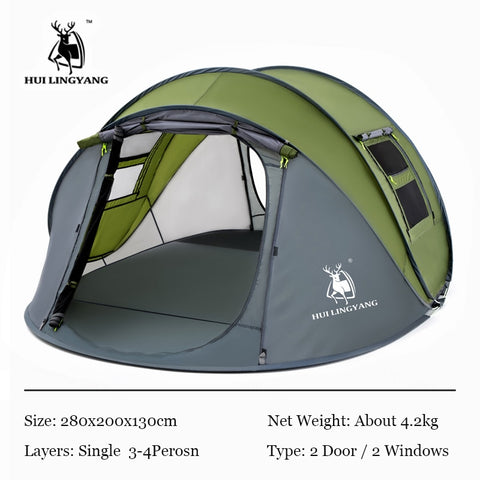 HUI LINGYANG Throw Pop Up Tent 4-6 Person Outdoor Automatic Tents Double Layers Large Family Tent Waterproof Camping Hiking Tent