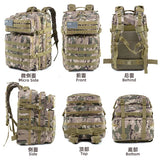 50L 1000D Nylon Waterproof Tactical Military Backpack 3 Day Assault Pack Molle Bag Outdoor Hiking Climbing Camping Army Rucksack