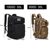 50L 1000D Nylon Waterproof Tactical Mochilas Backpack Military Bag Large Molle Camping Hiking Climbing Sport Travel EDC Rucksack