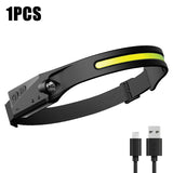 LED Induction Headlamp Camping Search Light USB Rechargeable